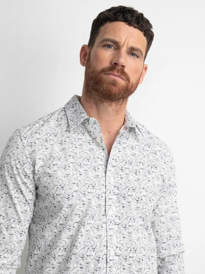Men Shirts Petrol Industries Shirt With An AllOver Graphic Print Petrol Blue