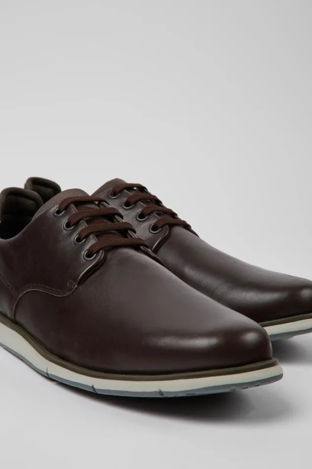Men Smith Brown Leather Shoes Camper Casual Shoes