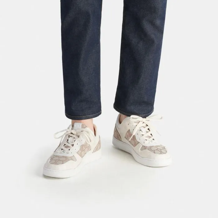 Men Sneakers Coach C201 Sneaker In Signature Jacquard Chalkstone