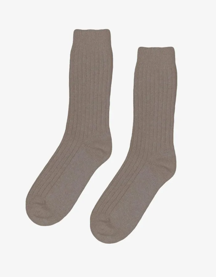 Men Socks and Colorful Standard Merino Wool Blend Sock Warm Taupe