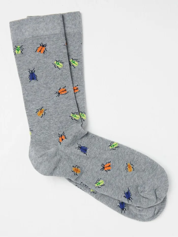Men Socks Fat Face Grey Bugs Socks 1 Pack