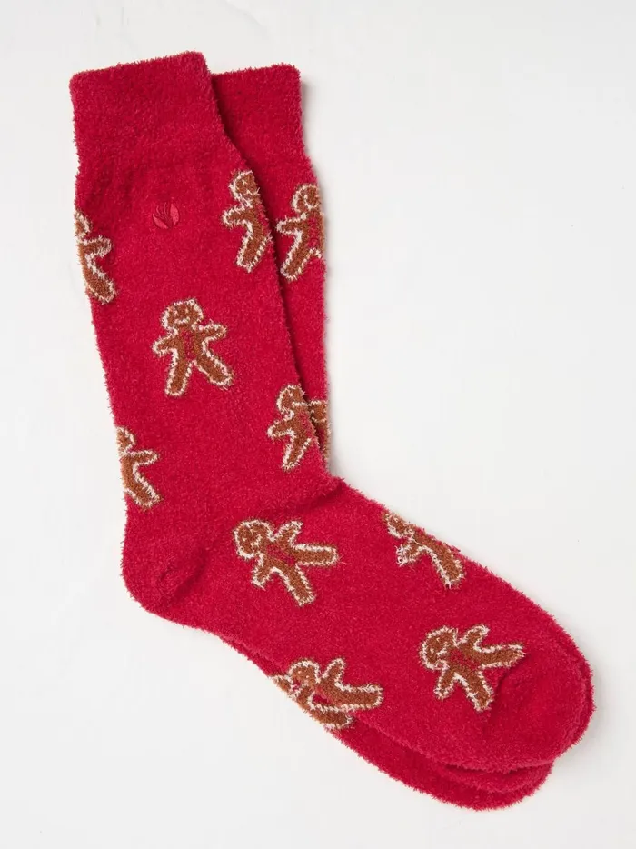 Men Socks Fat Face Red M Gingerbread Cosy Socks