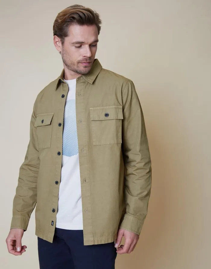 Men Stone Lightweight Shacket Threadbare Shirts