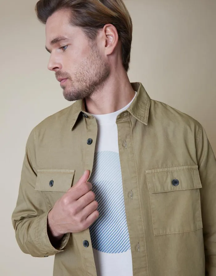 Men Stone Lightweight Shacket Threadbare Shirts Men Stone Lightweight Shacket Threadbare Shirts