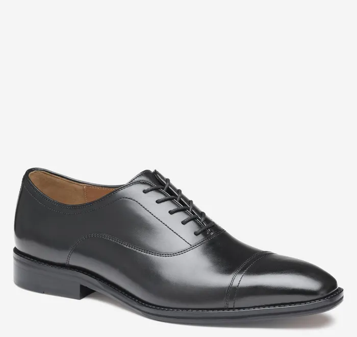 Men Sullivan Cap Toe Black Italian Calfskin JohnstonandMurphy Dress Shoes