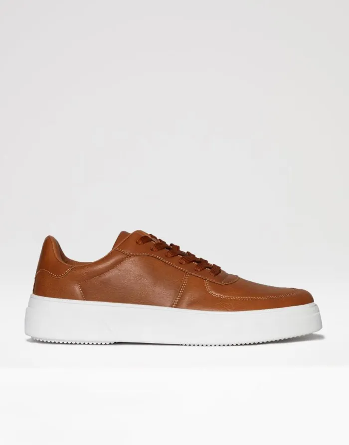 Men Tan Retro Raised Sole Casual Trainers Threadbare Trainers