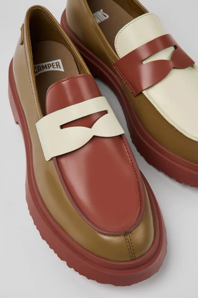 Men Twins Multicolored Leather Moccasin Camper Formal Shoes