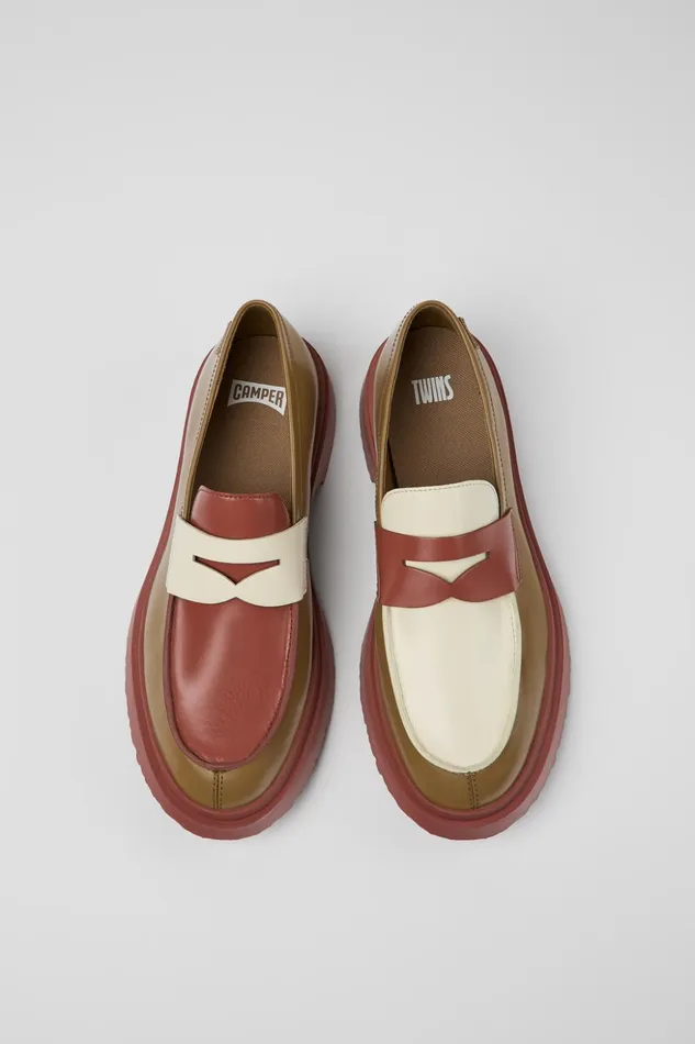 Men Twins Multicolored Leather Moccasin Camper Formal Shoes Men Twins Multicolored Leather Moccasin Camper Formal Shoes