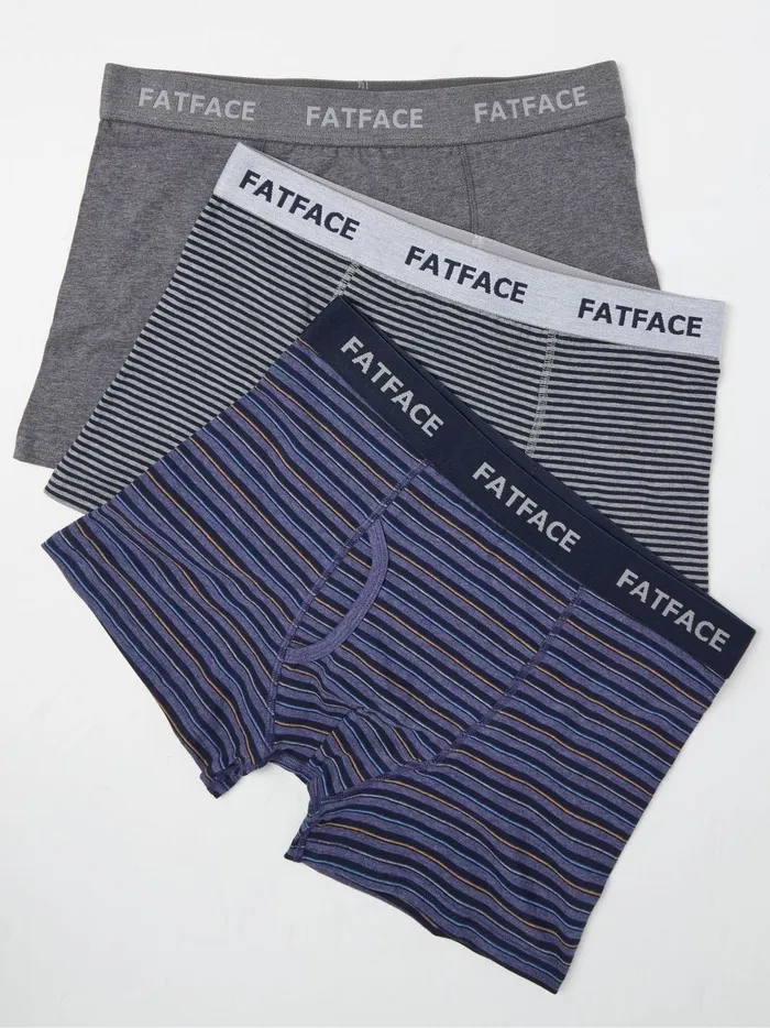 Men Underwear Fat Face Blue Seagrove Stripe Cotton Boxers 3 Pack