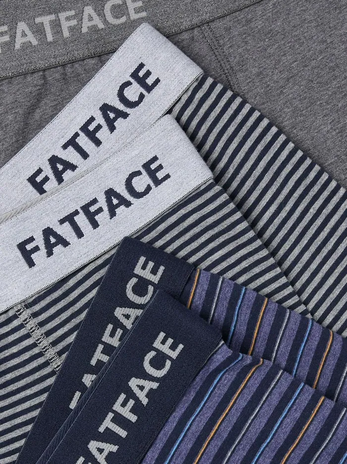 Men Underwear Fat Face Blue Seagrove Stripe Cotton Boxers 3 Pack