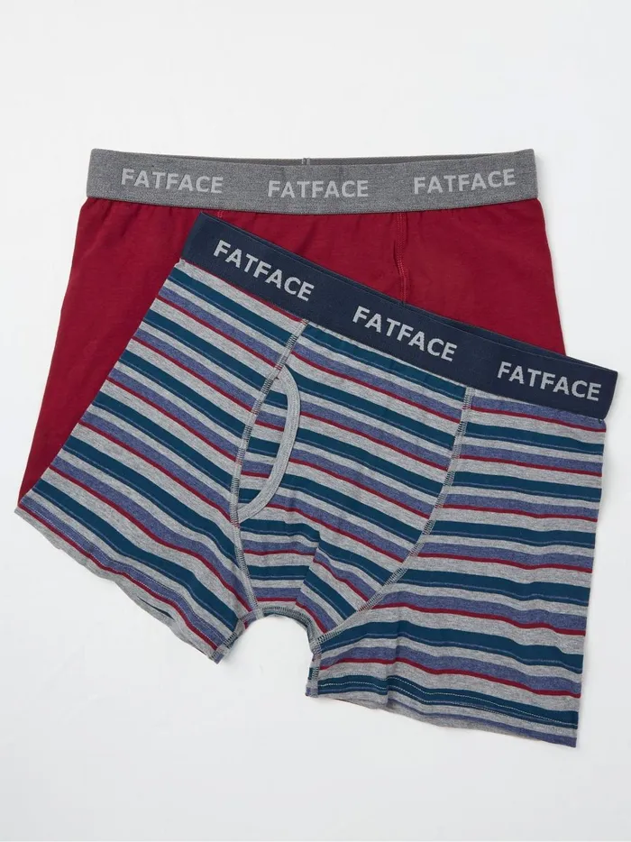 Men Underwear Fat Face Red Milford Stripe Boxers 2 Pack