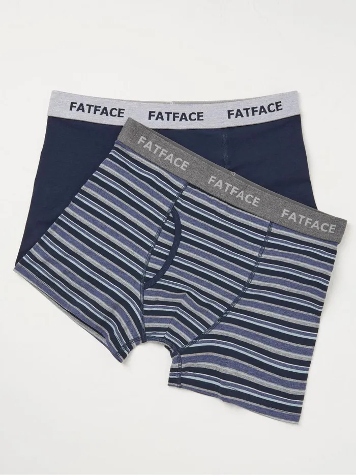 Men Underwear Fat Face West Blue Bay Stripe Boxers 2 Pack