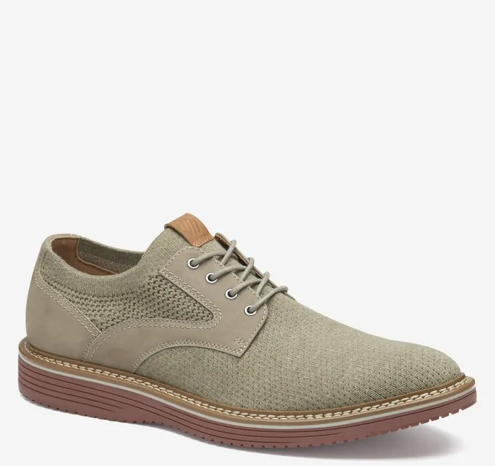 Men Upton Knit Plain Toe Taupe Knit JohnstonandMurphy LaceUps
