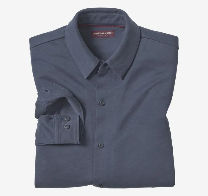 Men Vintage Birdseye ButtonFront Navy JohnstonandMurphy Shirts