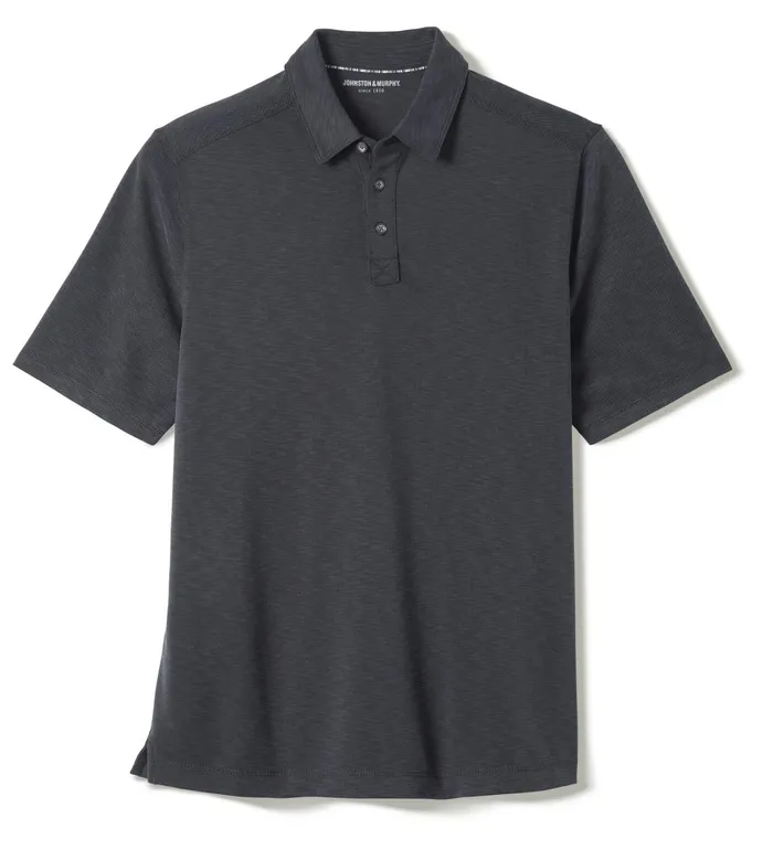 Men Vintage Slub Polo Black JohnstonandMurphy Polos and Tees Men Vintage Slub Polo Black JohnstonandMurphy Polos and Tees