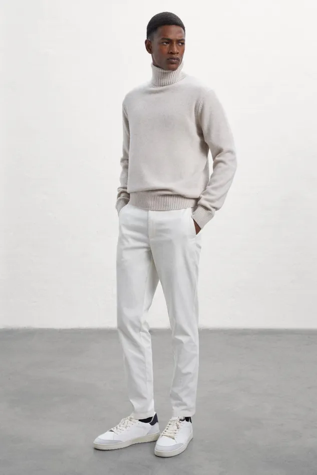 Men White Jablillo Trousers Ecoalf Trousers