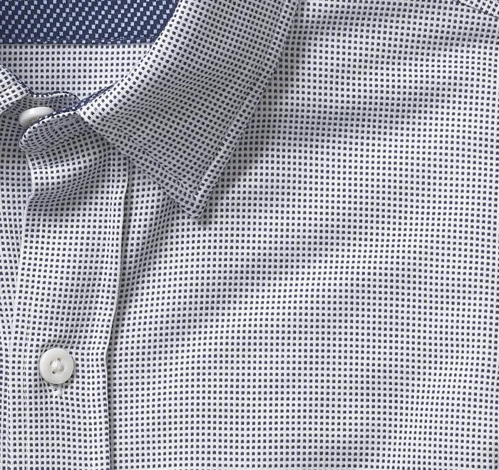 Men Xc Flex Stretch LongSleeve Shirt Navy Micro Dot JohnstonandMurphy Shirts