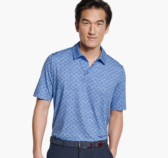 Men Xc4 Performance Polo Blue Tonal Airplane JohnstonandMurphy Polos and Tees