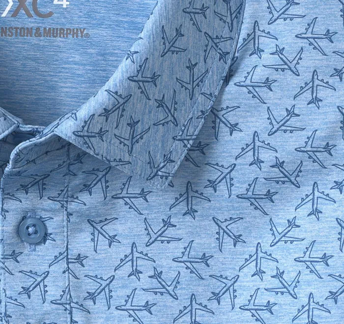 Men Xc4 Performance Polo Blue Tonal Airplane JohnstonandMurphy Polos and Tees Men Xc4 Performance Polo Blue Tonal Airplane JohnstonandMurphy Polos and Tees