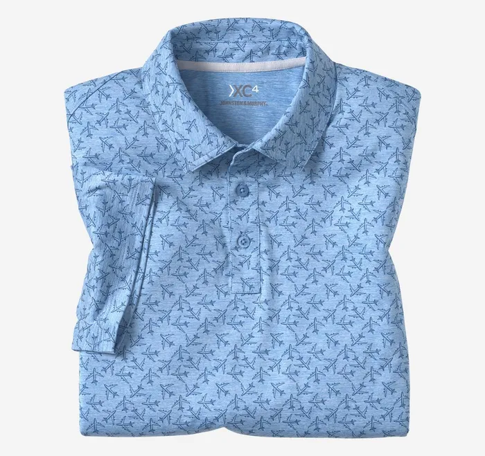 Men Xc4 Performance Polo Blue Tonal Airplane JohnstonandMurphy Polos and Tees Men Xc4 Performance Polo Blue Tonal Airplane JohnstonandMurphy Polos and Tees