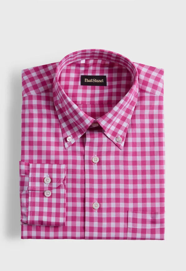 Mens Cotton Gingham Sport Shirt Blue Sport Shirts Paulstuart