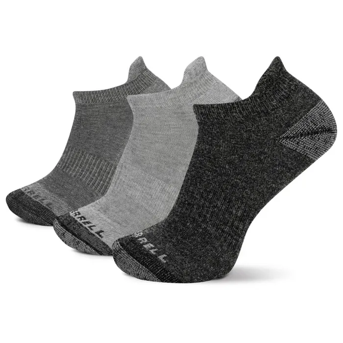 Merrell Accessories MenWomen Wool Everyday Tab Sock 3 Pack Charcoalblack Assorted