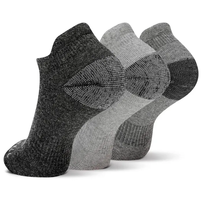 Merrell Accessories MenWomen Wool Everyday Tab Sock 3 Pack Charcoalblack Assorted
