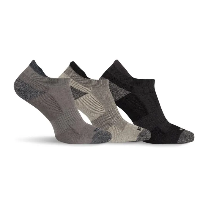 Merrell Accessories MenWomen Wool Everyday Tab Sock 3 Pack Charcoalblack Assorted