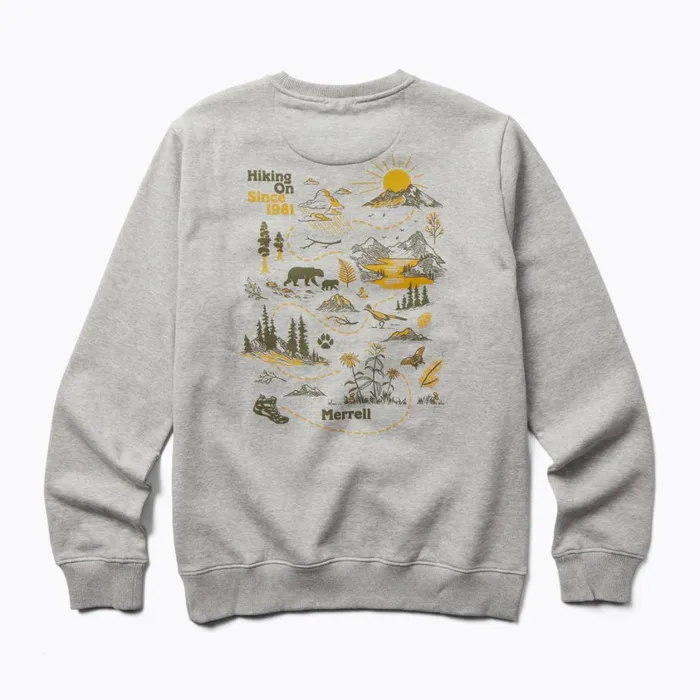 Merrell Tops Men Life039s An Adventure Crew Neck Fleece Grey Heather