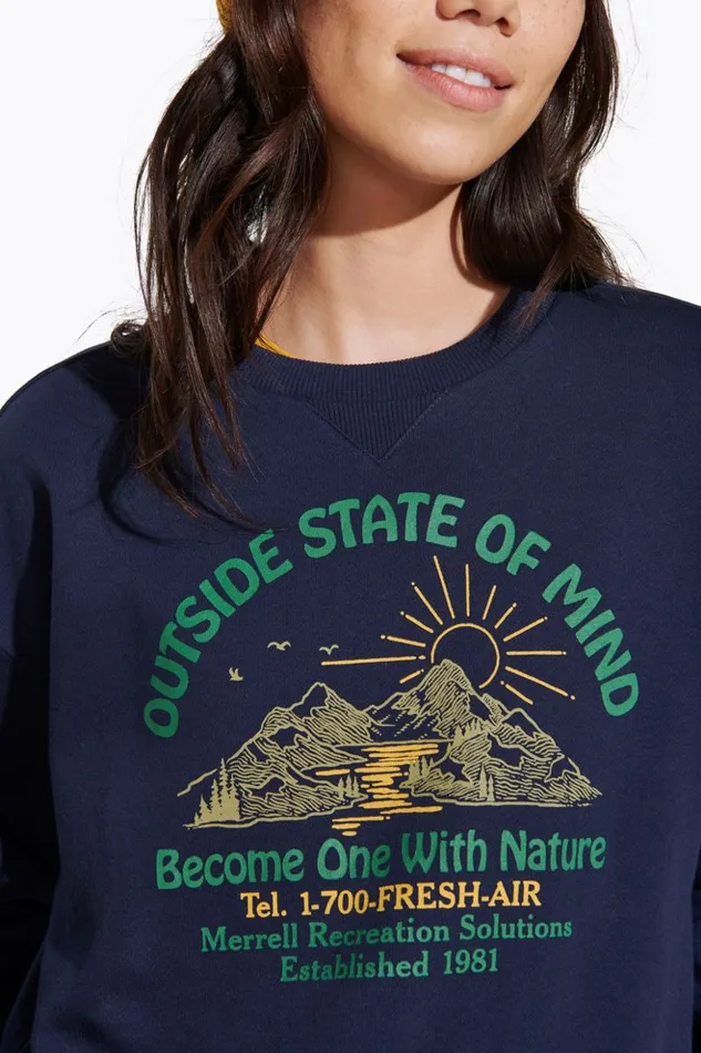 Merrell Tops Women Outside State Of Mind Crew Navy