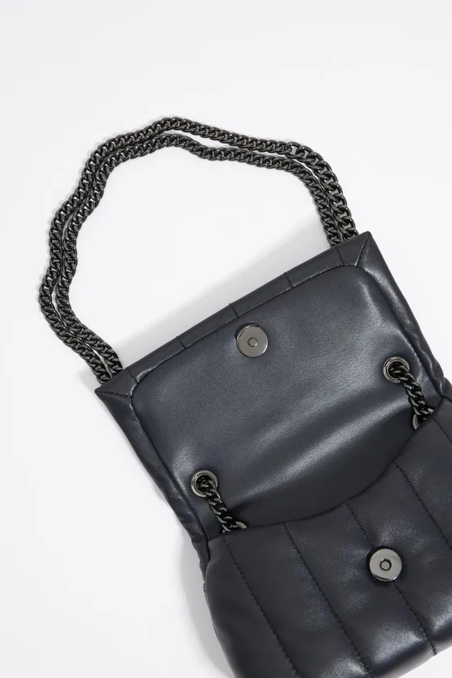 Mini Black Leather Flap Bag Black Women Bimba Y Lola Crossbody Bags Mini Black Leather Flap Bag Black Women Bimba Y Lola Crossbody Bags