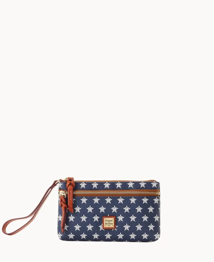 MLB Astros Double Zip Wristlet Astros ManWoman Dooney and Bourke Wallets