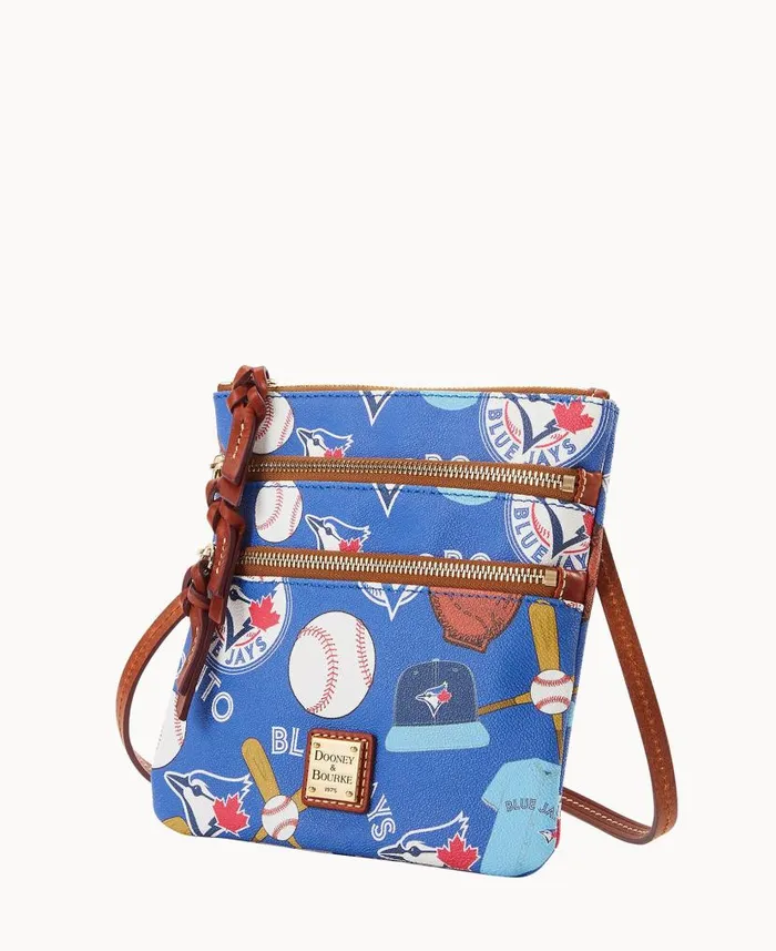 MLB Blue Jays N S Triple Zip Crossbody Blue Jays Woman Dooney and Bourke Crossbodies MLB Blue Jays N S Triple Zip Crossbody Blue Jays Woman Dooney and Bourke Crossbodies