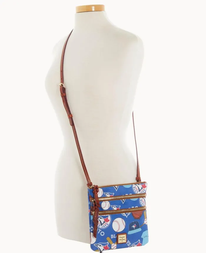 MLB Blue Jays N S Triple Zip Crossbody Blue Jays Woman Dooney and Bourke Crossbodies MLB Blue Jays N S Triple Zip Crossbody Blue Jays Woman Dooney and Bourke Crossbodies