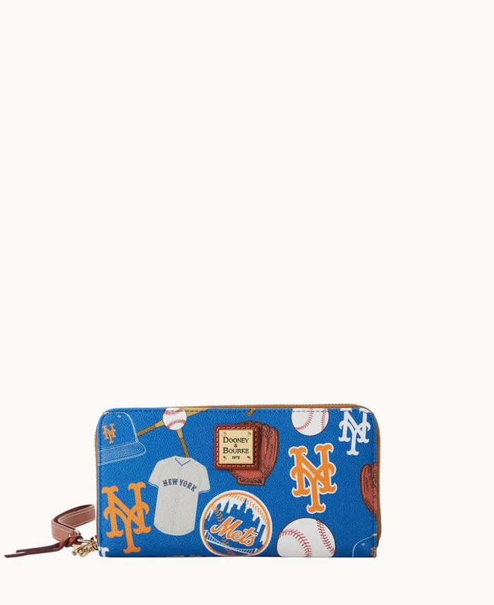 MLB Mets Large Zip Around Wristlet Mets ManWoman Dooney and Bourke Wallets