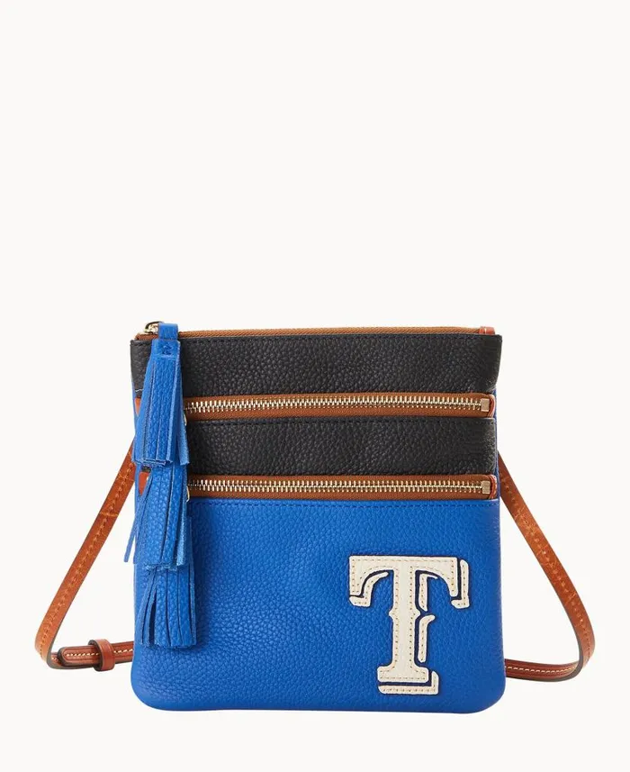 MLB Rangers Triple Zip Crossbody Rangers Woman Dooney and Bourke Crossbodies