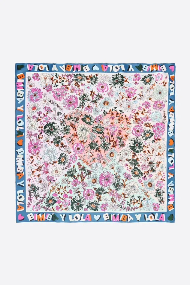 Multicolor Floral Heart Scarf Blue Women Bimba Y Lola Scarves