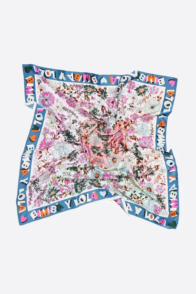 Multicolor Floral Heart Scarf Blue Women Bimba Y Lola Scarves Multicolor Floral Heart Scarf Blue Women Bimba Y Lola Scarves