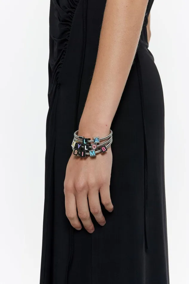 Multicolored Logo And Crystals Coil Chain Bracelet Dark Silver Women Bimba Y Lola Jewelry Multicolored Logo And Crystals Coil Chain Bracelet Dark Silver Women Bimba Y Lola Jewelry