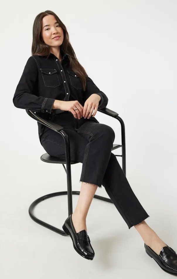 New York Straight Leg In Deep Smoke Classic Blue Women Mavi Jeans Denim