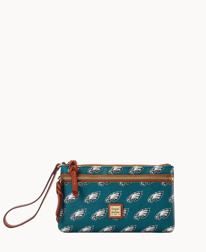 NFL Eagles Double Zip Wristlet Philadelphia Eagles ManWoman Dooney and Bourke Wallets NFL Eagles Double Zip Wristlet Philadelphia Eagles ManWoman Dooney and Bourke Wallets