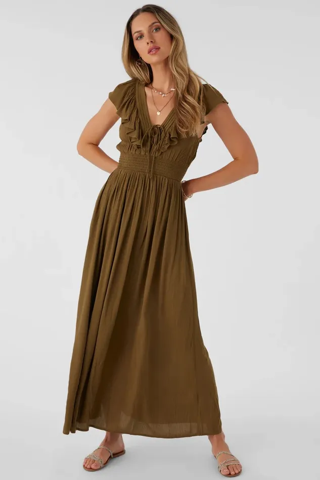 NOLEE SOLID MAXI DRESS Military Olive Women O039NEILL Clothing