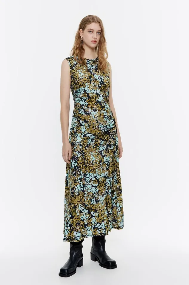 Ocher Leomimosa Frayed Midi Dress Leomimosa Ochre Women Bimba Y Lola Dresses And Jumpsuits
