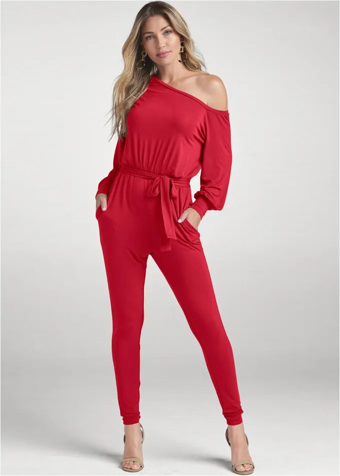 OfftheShoulder Jumpsuit Red Women VENUS Jumpsuits