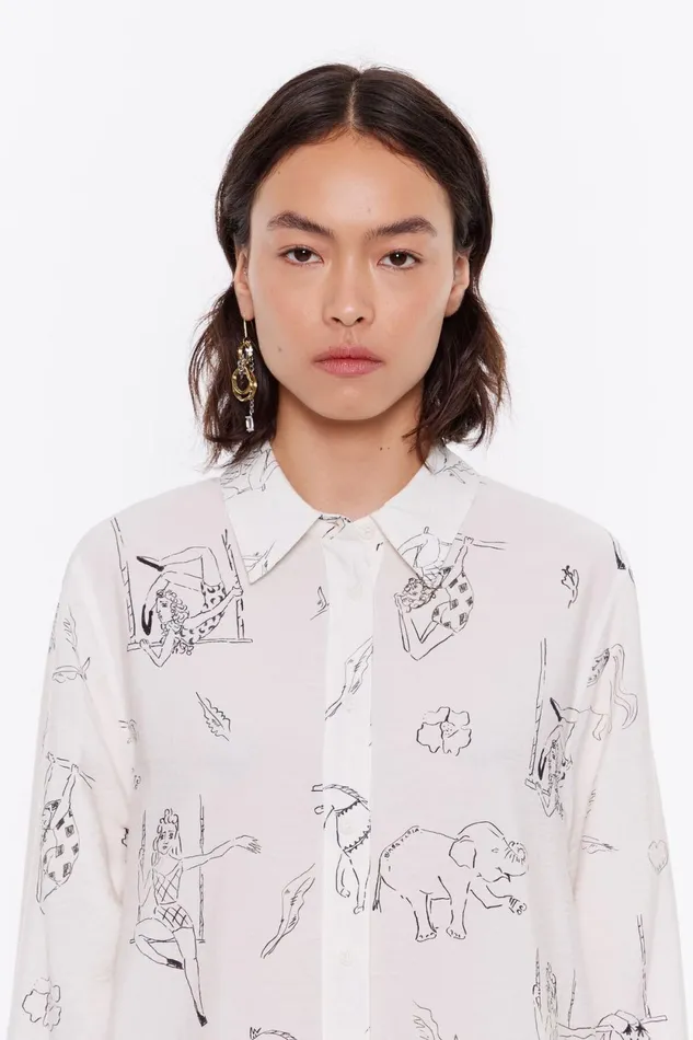 Offwhite Circus Long Straight Shirt Circus Off White Women Bimba Y Lola Shirts Offwhite Circus Long Straight Shirt Circus Off White Women Bimba Y Lola Shirts