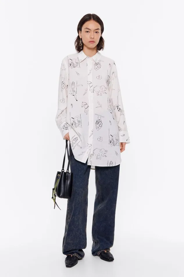 Offwhite Circus Long Straight Shirt Circus Off White Women Bimba Y Lola Shirts Offwhite Circus Long Straight Shirt Circus Off White Women Bimba Y Lola Shirts