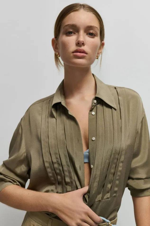 Oroton 3D Bib Shirt Silt Women Tops Oroton 3D Bib Shirt Silt Women Tops