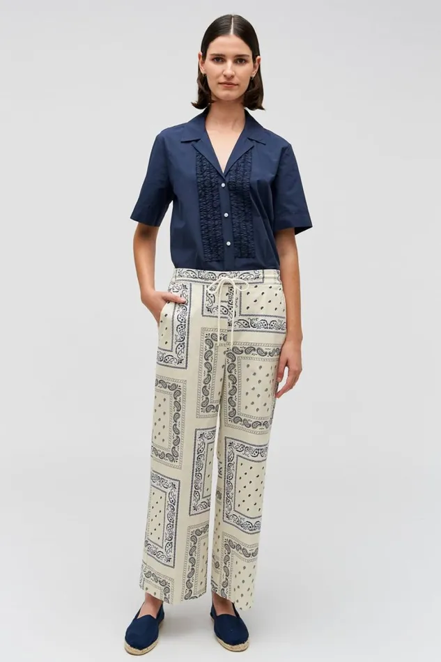 Oroton Bandana Pant Ecru Women Pants Oroton Bandana Pant Ecru Women Pants