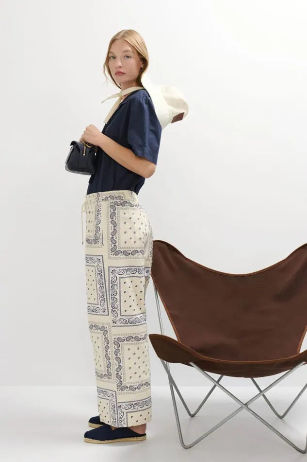 Oroton Bandana Pant Ecru Women Pants Oroton Bandana Pant Ecru Women Pants