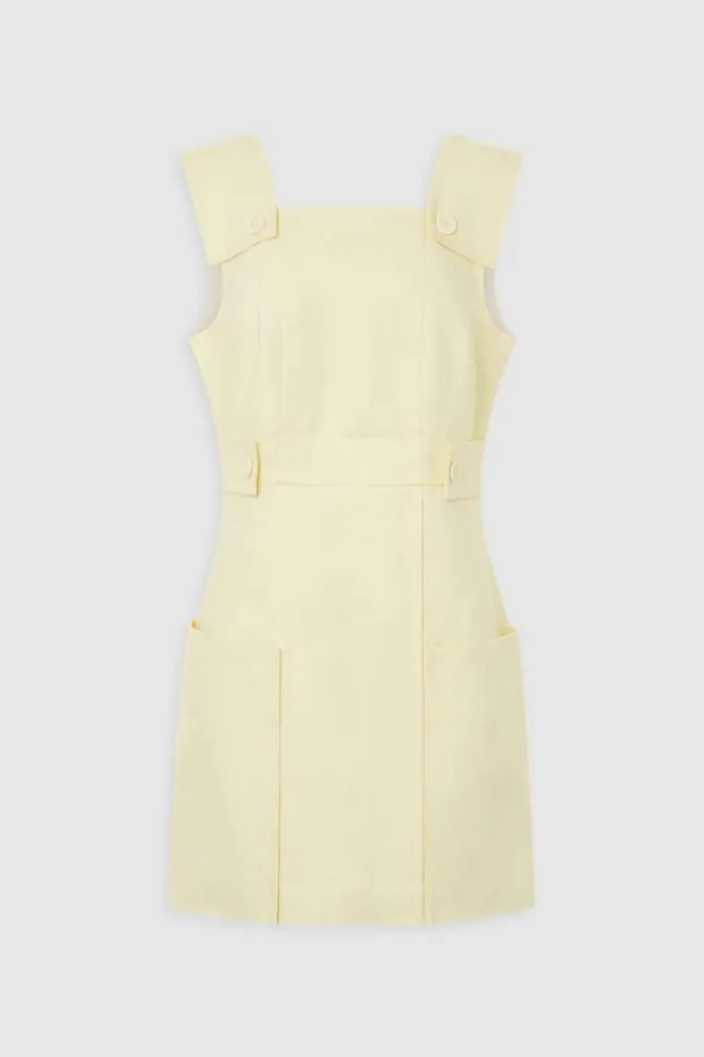 Oroton Button Front Shift Dress Lemon Zest Women Dresses